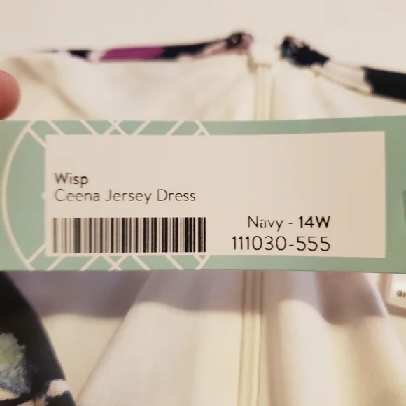 Wisp ceena jersey Stitch fix Navy blue pleated neckline floral Dress Size 14 - Picture 6 of 6